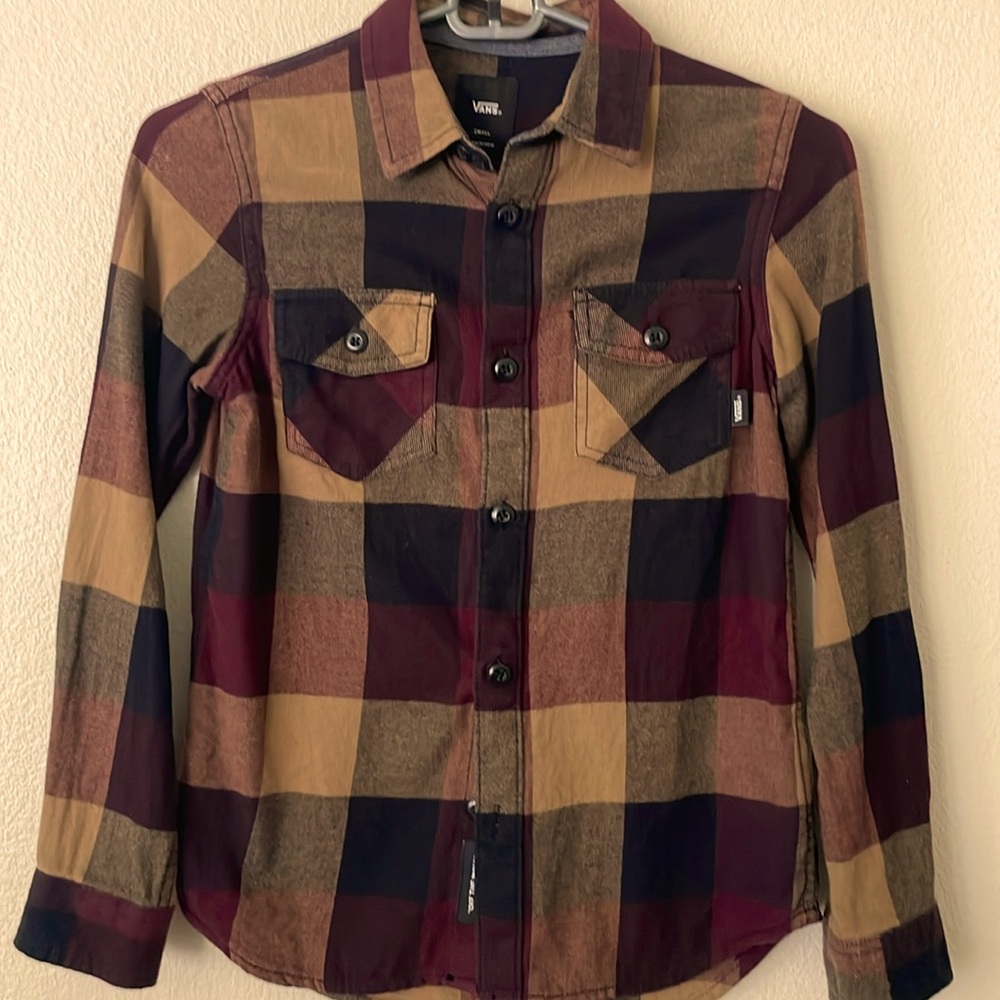 Vans Button Down Long Sleeve, Plaid Flannel for Boys